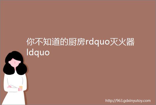 你不知道的厨房rdquo灭火器ldquo