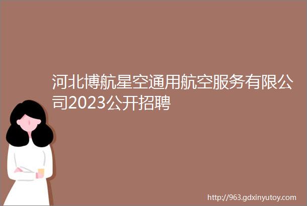 河北博航星空通用航空服务有限公司2023公开招聘