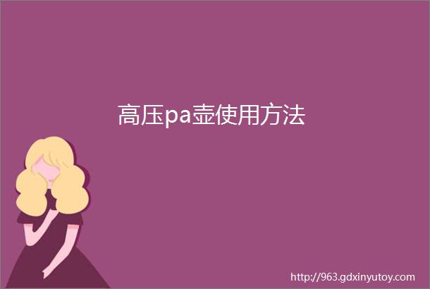 高压pa壶使用方法