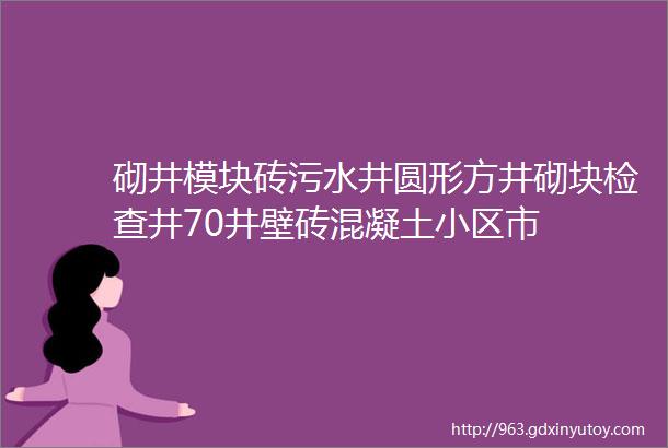 砌井模块砖污水井圆形方井砌块检查井70井壁砖混凝土小区市