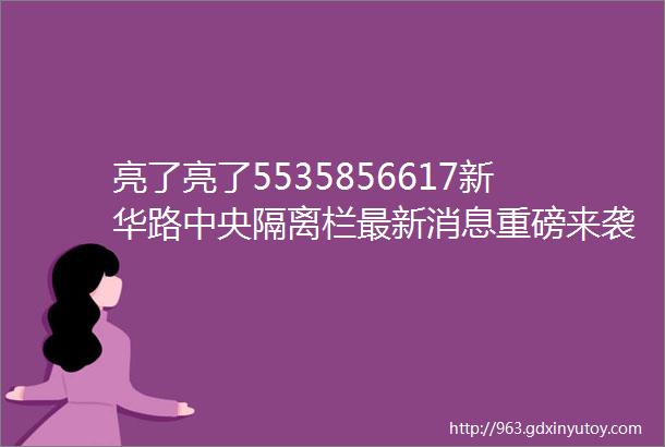 亮了亮了5535856617新华路中央隔离栏最新消息重磅来袭