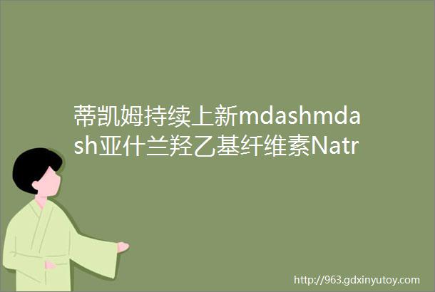 蒂凯姆持续上新mdashmdash亚什兰羟乙基纤维素Natrosol250HBR