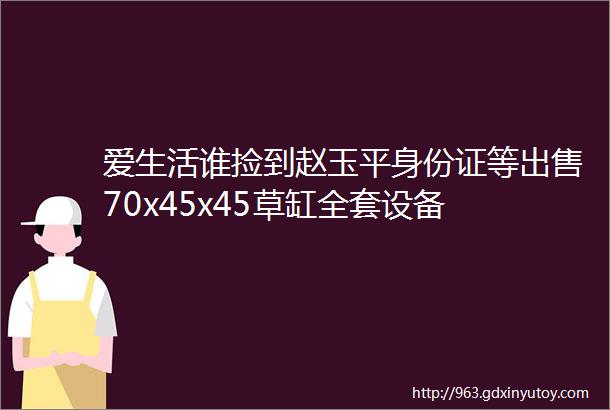 爱生活谁捡到赵玉平身份证等出售70x45x45草缸全套设备