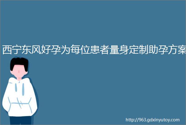 西宁东风好孕为每位患者量身定制助孕方案