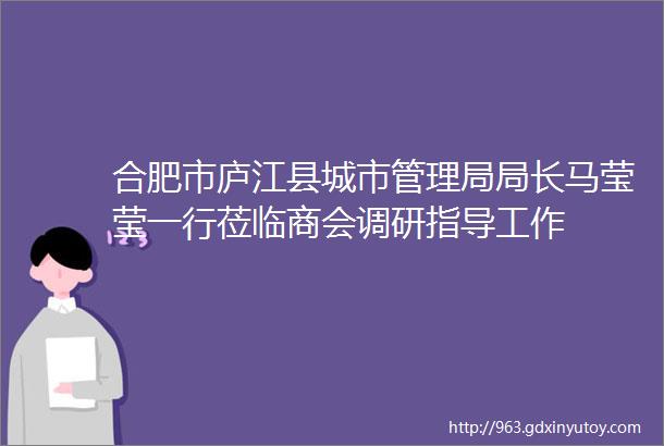 合肥市庐江县城市管理局局长马莹莹一行莅临商会调研指导工作