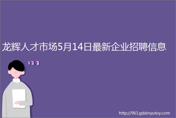 龙辉人才市场5月14日最新企业招聘信息